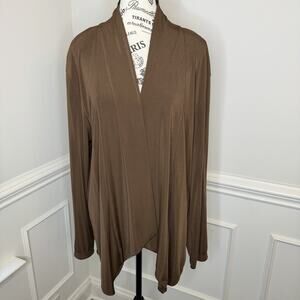 Additions By Chicos Women’s Cardigan Size 3 Open Front Brown Long Sleeve